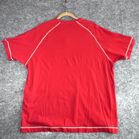 2 Roundtree & Yorke Mens XL Red & Orange Short Sleeve Cotton Sleepwear Henley - Picture 10 of 14